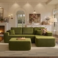 thumbnail image 1 of Ovios 106" Cloud Sofa Couch No Assembly Boneless Deep Seat Sofa with Ottoman for Living Room, Green(Sherpa), 1 of 11