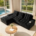 thumbnail image 1 of Ovios 106.3" Modern Sectional Sofa with Chaise, No Assembly Required L-Shaped Couch, Deep Seat Cloud Sofa with Tufted Cushions for Living Room, Black(Left Facing Chaise), 1 of 10