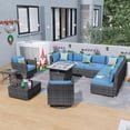 thumbnail image 1 of Ovios 11 Pieces Outdoor Patio Furniture with 30 inch Fire Pit Table All Weather Wicker Conversation Set for Porch, 1 of 2
