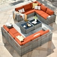 thumbnail image 1 of Ovios 12 Pieces Outdoor Furniture All Weather Wicker Patio Conversation Sectional Sofa Set with Side Table for Garden Backyard, 1 of 6