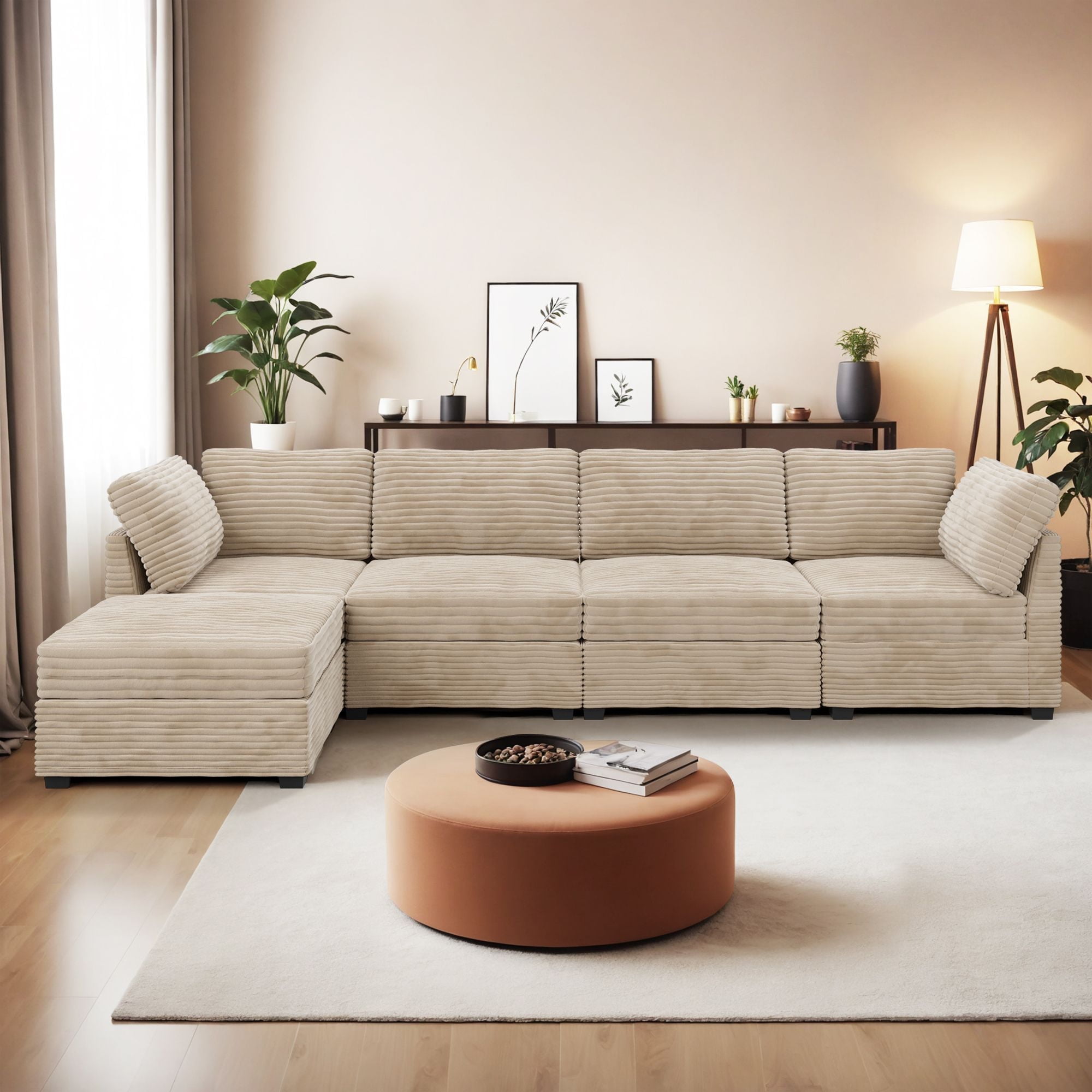 Ovios Oversized Modular Sectional Sofa Couch 130.7 Inch 5 Seater L ...