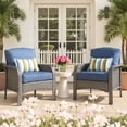 thumbnail image 1 of Ovios Patio Chairs Set of 2 All-Weather Wicker Patio Furniture Chairs Set Rattan High-Back Outdoor Armchairs with Cushions, Denim Blue, 1 of 9