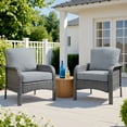 thumbnail image 1 of Ovios Patio Chairs Set of 2 All-Weather Wicker Patio Furniture Chairs Set Rattan High-Back Outdoor Armchairs with Cushions, Dark Grey, 1 of 9