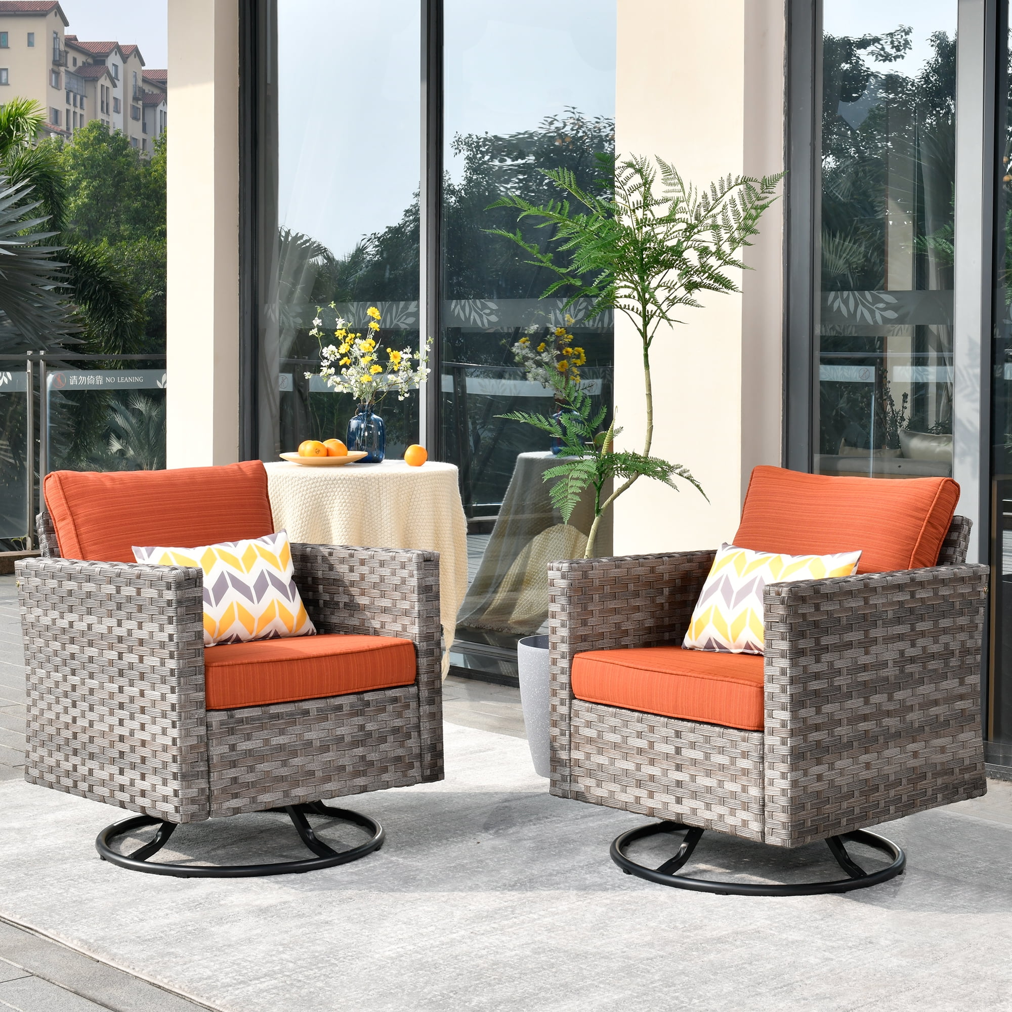 Wicker swivel deals chair set