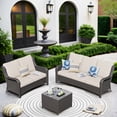 thumbnail image 1 of Ovios 3 Pieces Outdoor Furniture Wicker Patio Sectional Sofa with Side Table, 1 of 6