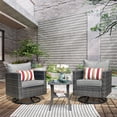 thumbnail image 1 of Ovios 3 Pieces Outdoor Furniture with 360°Swivel Rocker Chair Wicker Patio Bistro Set with Side Table, 1 of 9