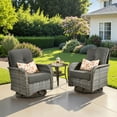 thumbnail image 1 of Ovios 3 Pieces Outdoor Patio Furniture Set High Back All Weather Wicker Conversation Set with Swivel Chairs, Black, 1 of 10