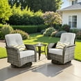 thumbnail image 1 of Ovios 3 Pieces Outdoor Patio Furniture Set High Back All Weather Wicker Conversation Set with Swivel Chairs, Gray, 1 of 9