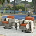 thumbnail image 1 of Ovios 3 Pieces Outdoor Patio Furniture Wicker Bistro set with Swivel Chairs and Side Coffee Table for Backyard, 1 of 6