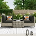 thumbnail image 1 of Ovios 3 Pieces Outdoor Patio Sectional Furniture Cushioned PE Rattan Wicker Chairs Conversation Set with Solar Lamps Coffee Table for Backyard, 1 of 8