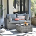 thumbnail image 1 of Ovios 3 Pieces Patio Conversation Set All Weather Wicker Sofa with Coffee Table,Dark Gray, 1 of 6