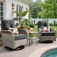 thumbnail image 1 of Ovios 3 Pieces Patio Furniture Set 2 Swivel Rocking Chairs Wicker Glider Chairs with Side Table for Backyard or Balcony, 1 of 8