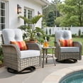 thumbnail image 1 of Ovios 3 Pieces Patio Furniture Set 2 Swivel Rocking Chairs Wicker Glider Chairs with Side Table for Backyard or Balcony, 1 of 8