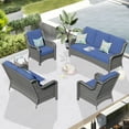 thumbnail image 1 of Ovios 4 Pieces Patio Furniture Wicker Outdoor Sectional Sofa, Grey Wicker, 1 of 6