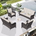 thumbnail image 1 of Ovios 4 Pieces Outdoor Patio Furniture Wicker Patio Sectional Sofa with Loveseat for Backyard, 1 of 6