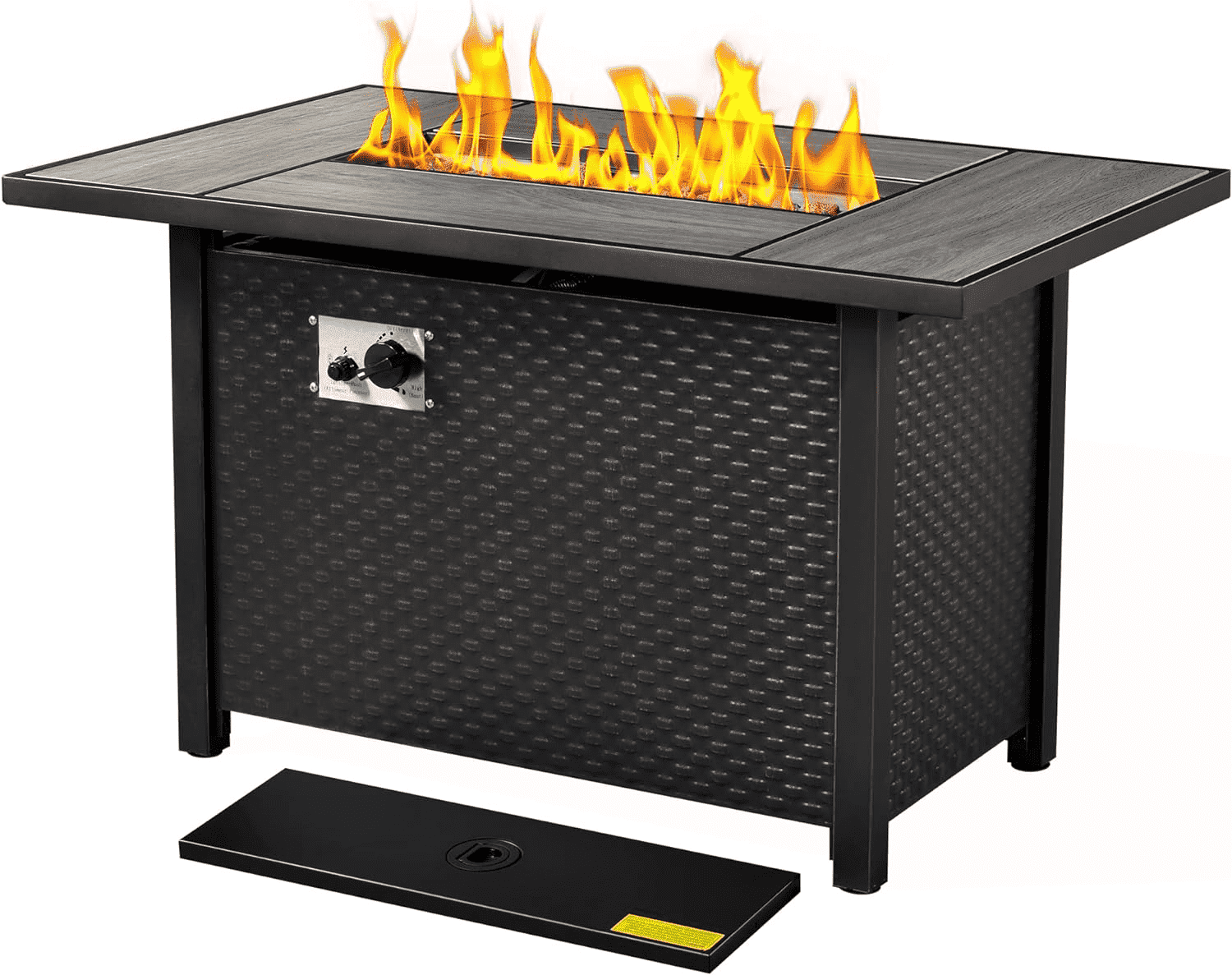Ovios 42 Inch Propane Fire Pit CSA-Listed Outdoor Fire Pit Table, 50,000 BTU Steel Gas Fire Pits for Outside with Lid and Lava Rock on Patio Deck Garden Backyard