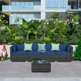 thumbnail image 1 of Ovios 5 Piece Outdoor Furniture All Weather Wicker Patio Conversation Sectional Sofa Set with coffee table for Garden Backyard (Denim Blue), 1 of 6