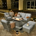 thumbnail image 1 of Ovios 5 Pieces High-Back Outdoor Patio Furniture with Fire Pit All Weather Wicker Conversation Furniture with Sofa for Backyard, 1 of 9