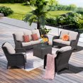 thumbnail image 1 of Ovios 5 Pieces Outdoor Furniture Wicker Patio Sectional Sofa with Side Table, 1 of 6