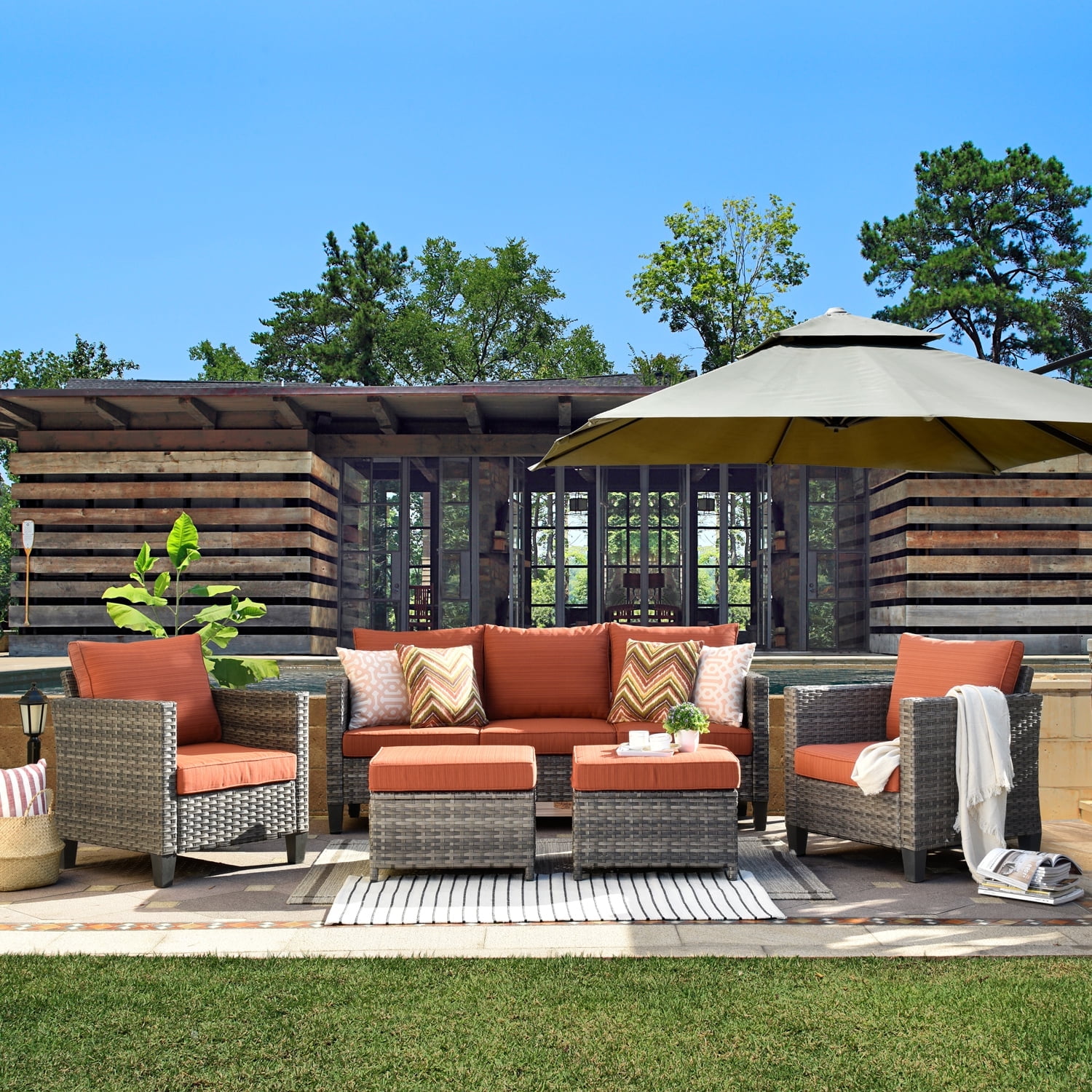 Orange outdoor online couch