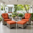 thumbnail image 1 of Ovios 5 Piece Outdoor Patio Bistro Set All-Weather Wicker Swivel Chairs with Ottomans High-Back Sectional Conversation Furniture for Backyard, Porch, or Garden, 1 of 9