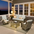 thumbnail image 1 of Ovios 5 Pieces Patio Furniture Set High Back All-Weather Wicker Sectional Outdoor Conversation Set with Swivel Chairs & Solar-Powered Coffee Table for Deck, Backyard, or Garden, Gray, 1 of 11