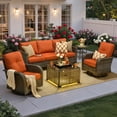 thumbnail image 1 of Ovios 5 Pieces Patio Furniture Set Outdoor Conversation All-Weather Rattan Sectional Sofa with Swivel Chairs & Solar Light Table, 1 of 12