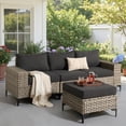 thumbnail image 1 of Ovios 4 Pieces Wicker Patio Furniture Sets Outdoor Conversation Sectional Sofa for Backyard Deck, 1 of 8
