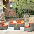 thumbnail image 1 of Ovios 6 Piece Outdoor Furniture All Weather Wicker Patio Conversation Sectional Couch with 7.68" Armrest for Garden Backyard, 1 of 6
