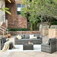 thumbnail image 1 of Ovios 6 Piece Outdoor Furniture All Weather Wicker Patio Conversation Sectional Couch with 7.68" Armrest for Garden Backyard, 1 of 6