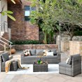 thumbnail image 1 of Ovios 6 Piece Outdoor Furniture All Weather Wicker Patio Conversation Sectional Couch with 7.68" Armrest for Garden Backyard, 1 of 6