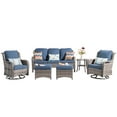 Ovios 6Piece Patio Furniture Outdoor High Back Wicker Swivel Chair