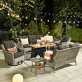thumbnail image 1 of Ovios 6 Pieces High-Back Outdoor Patio Furniture with Fire Pit All Weather Wicker Conversation Couch with Rocking Swivel Chair for Backyard, 1 of 9