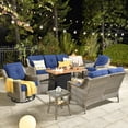 thumbnail image 1 of Ovios 6 Pieces High-Back Outdoor Patio Furniture with Fire Pit All Weather Wicker Conversation Couch with Rocking Swivel Chair for Backyard, 1 of 9