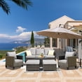 thumbnail image 1 of Ovios 6 Pieces Outdoor Patio Furniture Set Wicker Outdoor Sectional Sofa Couch All-Weather Conversation Set with Glass Coffee Table, 1 of 8