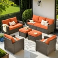 thumbnail image 1 of Ovios 6 Pieces Outdoor Patio Furniture Set Wicker Rattan Outside Conversation Sectional Sofa for Backyard, 1 of 8
