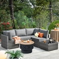 thumbnail image 1 of Ovios 6 Pieces Patio Fire Pit Set Outdoor Wicker Conversation Set with Wood Burning Fire Pit,Dark Gray, 1 of 7