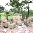 thumbnail image 1 of Ovios 6 Pieces Patio Furniture Set All-Weather Outdoor Sectional Patio Sofa Wicker Rattan Conversation Set with Swivel Rocking Chairs for Backyard, 1 of 6