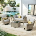 thumbnail image 1 of Ovios 6 Pieces Patio Furniture Set with Swivel Rocking Chair All-Weather Wicker Outdoor Conversation Sectional Set with Solar Lamps Coffee Table, 1 of 12