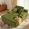 thumbnail image 1 of Ovios 67'' Oversized Chair Chaise Lounge with Cup Holders Indoor Cloud Floor Sofa Bed Comfy Upholstered Deep Seat Sleeper Reading Chair Couch for Living Room, No Assembly, Green(Sherpa), 1 of 9