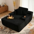 thumbnail image 1 of Ovios 67'' Oversized Chair Chaise Lounge with Cup Holders Indoor Cloud Floor Sofa Bed Comfy Upholstered Deep Seat Sleeper Reading Chair Couch for Living Room, No Assembly, Black(Corduroy), 1 of 9