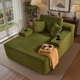 thumbnail image 1 of Ovios 67'' Oversized Chaise Lounge Chair Indoor Cloud Sherpa Floor Sofa Bed Deep Seat No Assembly Couch with Cup Holders for Living Room, Green, 1 of 12