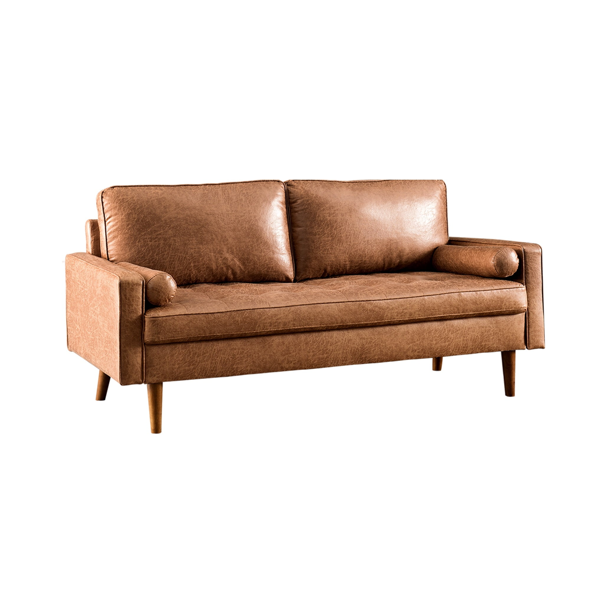Ovios 69 inch Small Sectional Sofa MidCentury Modern Suede Fabric 2