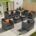 thumbnail image 1 of Ovios 7 Piece Patio Furniture Set Wicker Rattan Outdoor Conversation Sectional Furniture with Couch, Chair, Ottomans, Cushion for Backyard, 1 of 8
