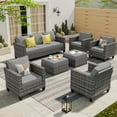 thumbnail image 1 of Ovios 7 Piece Patio Furniture Set Wicker Rattan Outdoor Conversation Sectional Furniture with Couch, Chair, Ottomans, Cushion for Backyard, 1 of 8