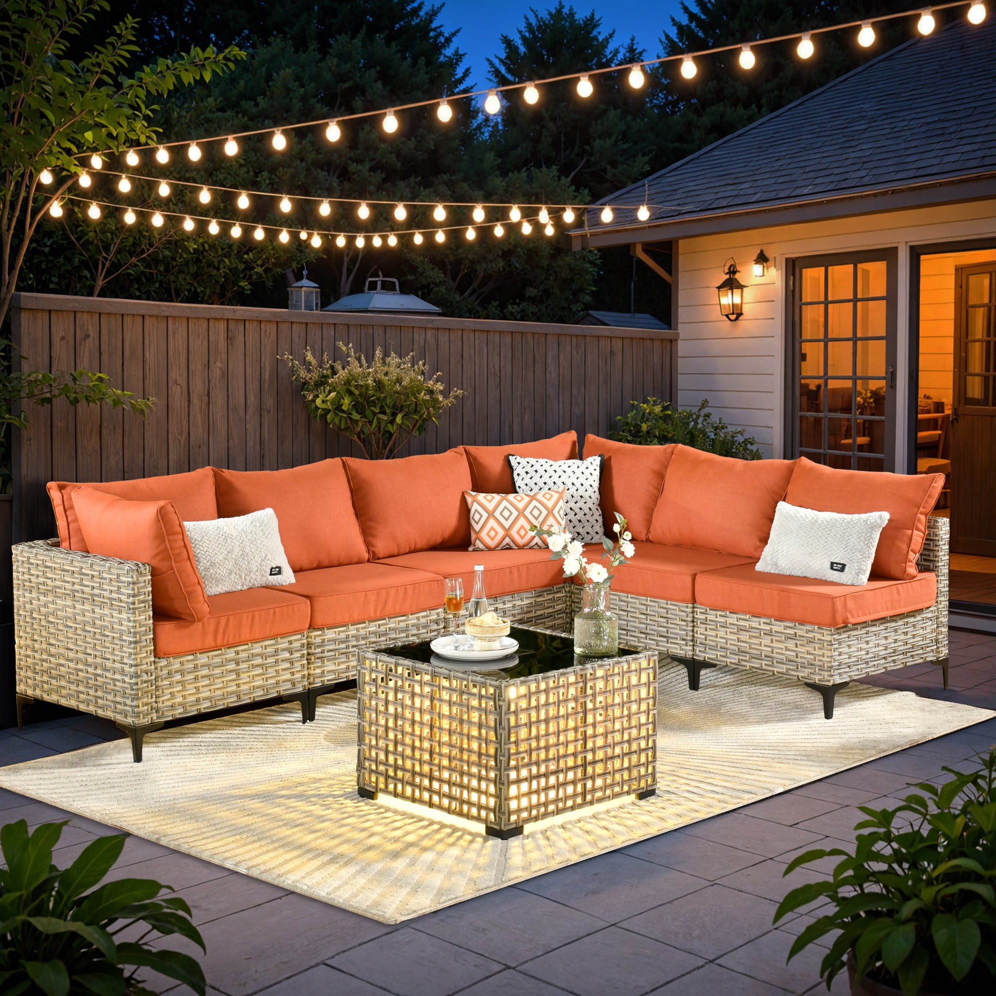 Ovios Pieces Outdoor Patio Furniture Wicker Conversation