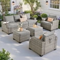 thumbnail image 1 of Ovios 7 Pieces Outdoor Patio Furniture Set All-Weather Rattan Wicker Sectional Sofa and Chairs with Ottomans, Dark Gray, 1 of 9