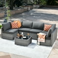 thumbnail image 1 of Ovios 7 Pieces Patio Conversation Set All Weather Wicker Sofa with Coffee Table,Black, 1 of 6