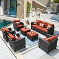 thumbnail image 1 of Ovios 7 Pieces Patio Furniture Set Outdoor Wicker Sectional Sofa All-Weather Conversation Patio Seating Set with Ottoman for Backyard, Orange Red, 1 of 8