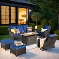thumbnail image 1 of Ovios 7 Pieces Patio Furniture Set with Fire Pit Table Wicker Outdoor Sectional Conversation Set with Swivel Chair for Backyard, 1 of 9